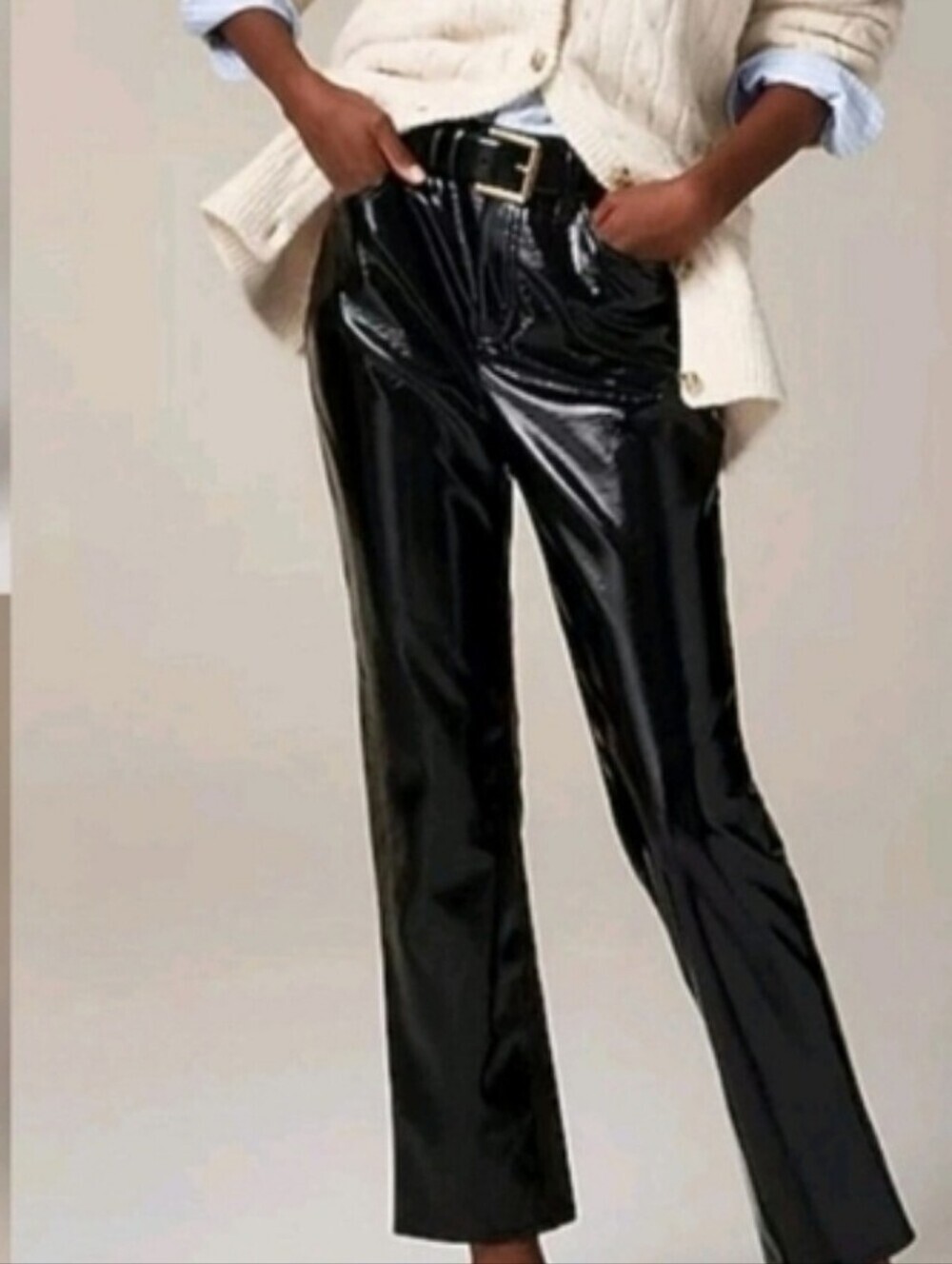 J. Crew Black Patent-Look Straight Leg Pants NWT
